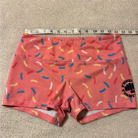 Feed Me Fight Me Pink Donut Sprinkle Shorts Booty Bike Spandex CrossFit - Picture 5 of 11